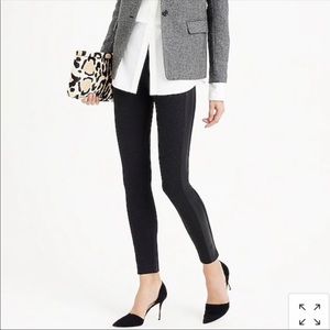 J. Crew Pixie ponte pant w/ leather tuxedo stripe